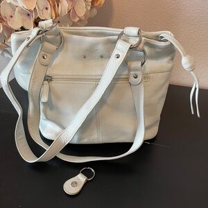 Stone Mountain White Shoulder Bag with Structured Design and Silver Hardware
